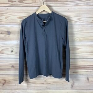 Everlane Henley Shirt Mens Small Gray Long Sleeve 100% Cotton Casual Pullover